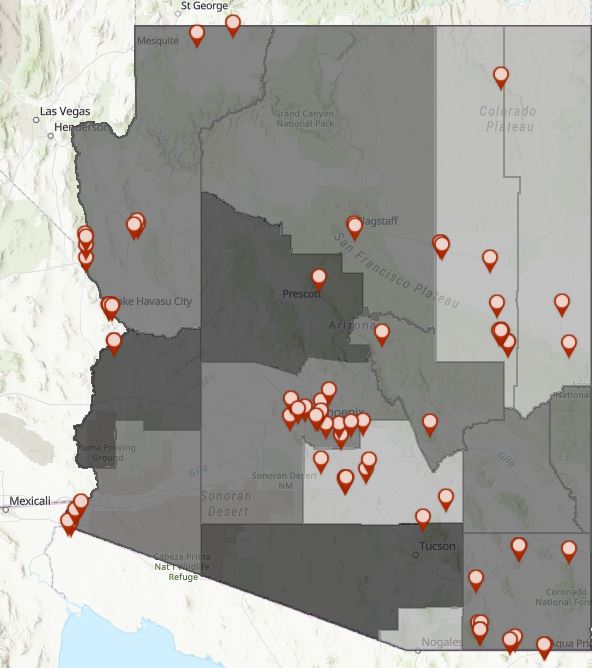 Mapa: sitios para vacunación COVID-19 por condado en Arizona