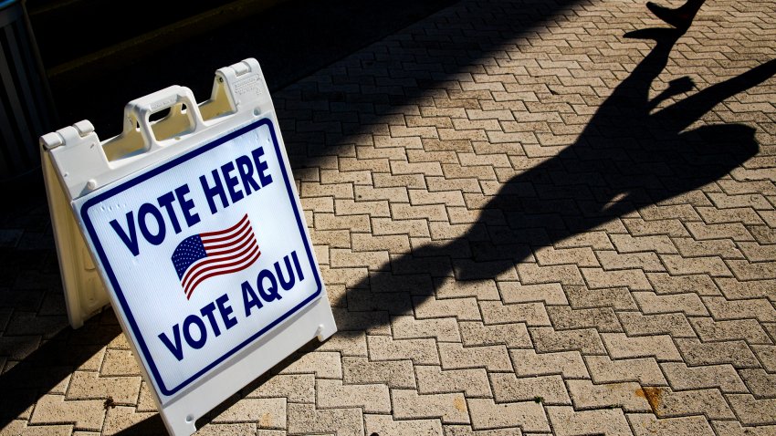 File Image: A vote here sign outside a polling location