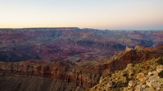 High Dynamic Range picture of the sunset at Lipan Point at the south rim of the Grand Canyon on Jan. 9, 2021 in Grand Canyon Village, Arizona.