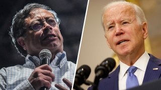 El presidente electo de Colombia, Gustavo Petro, y el presidente de EEUU, Joe Biden (D).