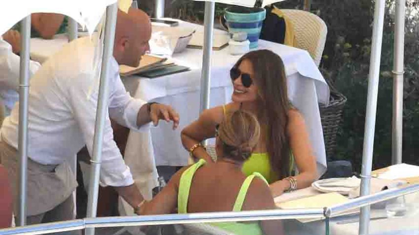 NERANO, ITALY – JULY 15: Sofia Vergara is seen on vacation with friends on July 15, 2023 in Nerano, Italy. (Photo by MEGA/GC Images)