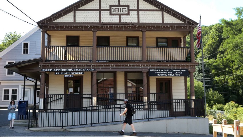 Hinsdale, NH – August 16: The exterior of the Hinsdale Post Office. (Photo by Jim Davis/The Boston Globe via Getty Images)