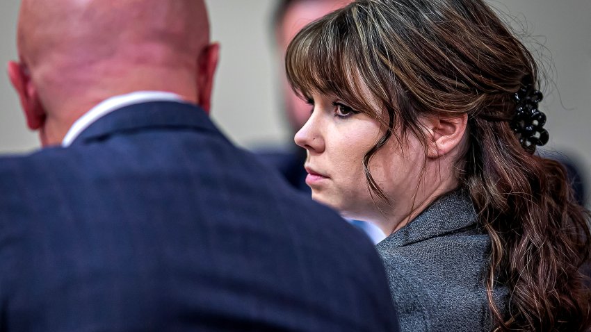 SANTA FE, NEW MEXICO – FEBRUARY 22: Hannah Gutierrez-Reed confers with her attorney Jason Bowles during opening arguments in Judge Mary Marlowe Sommer’s courtroom at First Judicial District Courthouse on February 22, 2024 in Santa Fe, New Mexico. Gutierrez-Reed, who was working as the armorer on the movie “Rust” when a revolver actor Alec Baldwin was holding fired killing cinematographer Halyna Hutchins and wounded the film’s director Joel Souza, is charged with involuntary manslaughter and tampering with evidence. (Photo by Jim Weber-Pool/Getty Images)