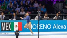 ANTWERP, BELGIUM - October 07:   Alexa Moreno of Mexico on the runway to perform a vault during the Women's Vault Apparatus Final at the Artistic Gymnastics World Championships-Antwerp 2023 at the Antwerp Sportpaleis on October 7th, 2023 in Antwerp, Belgium. (Photo by Tim Clayton/Corbis via Getty Images)