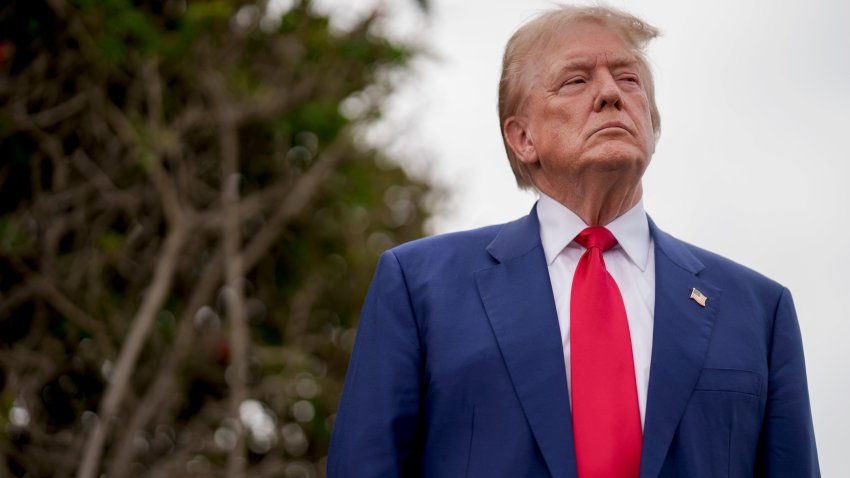 Former US President Donald Trump during a news conference at Trump National Golf Club Los Angeles in Rancho Palos Verdes, California, US, on Friday, Sept. 13, 2024. Trump sent shares of his social media startup soaring Friday after he said he has “absolutely no intention of selling” his stake when a lockup period is set to expire late next week. Photographer: Eric Thayer/Bloomberg via Getty Images