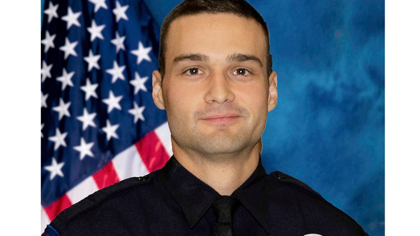 This undated photo released by the Phoenix Police Department shows Officer Zane Coolidge. Coolidge, one of two Phoenix police officers who were shot earlier this week by a man who was trying to break into a car has died from his injuries, the department said Friday, Sept. 6, 2024. (Phoenix Police Department via AP)