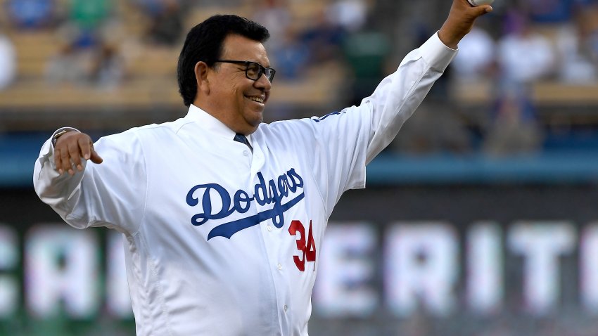 LOS ANGELES, CA – MAY 10:  Fernando Valenzuela, former Major League Baseball pitcher and current Los Angeles Dodgers broadcaster on SportsNet LA in Spanish, throws out the first pitch before the game between the Los Angeles Dodgers and the Cincinnati Reds at Dodger Stadium on May 10, 2018 in Los Angeles, California.  (Photo by Jayne Kamin-Oncea/Getty Images)