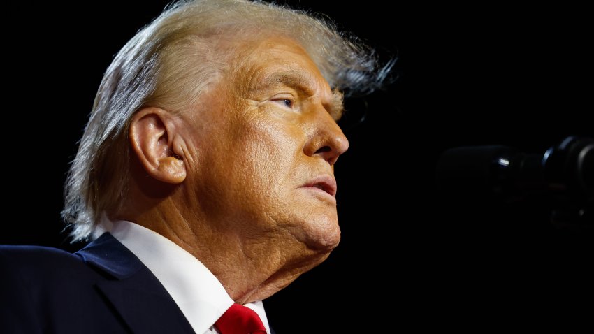 Donald Trump speaks during an election night event at the Palm Beach Convention Center on November 06, 2024 in West Palm Beach, Florida.