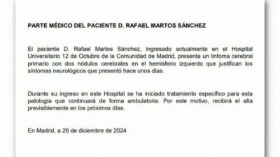 Parte médico del hospital sobre el cantante Raphael