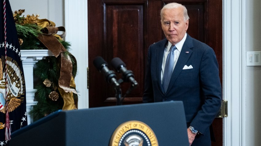 WASHINGTON, DC – DECEMBER 8: President Joe Biden delivers remarks on the latest developments in Syria from the Roosevelt Room of the White House on December 8, 2024 in Washington, DC. Syrian rebel fighters entered Syria’s capital city Damascus on Sunday. President Bashar al-Assad has reportedly fled the country, ending more than five decades of his family’s rule. (Photo by Pete Marovich/Getty Images)