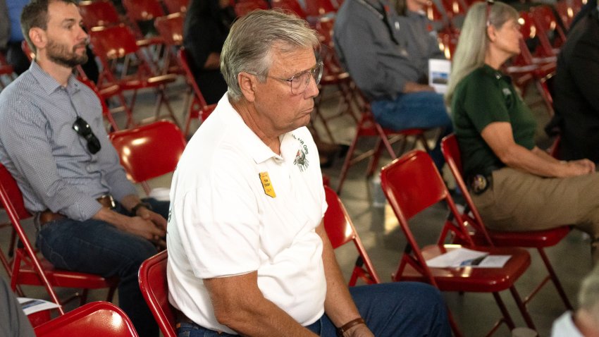 SIERRA VISTA, AZ – OCT. 28: Cochise County Supervisor Tom Crosby sits in the audience during the inauguration of the Southern Arizona Regional Border Operations Center on Monday, Oct. 28, 2024 in Sierra Vista, Arizona. (Photo by Rebecca Noble for The Washington Post via Getty Images)