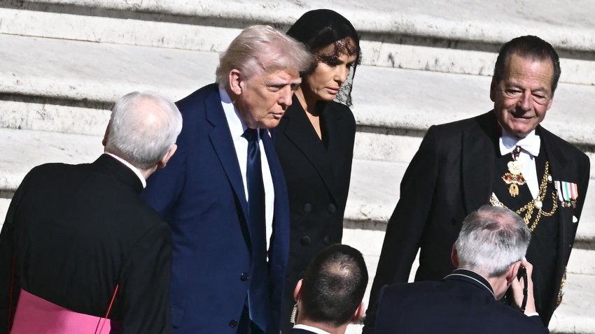 Donald Trump and Melania Trump at Pope Francis funeral