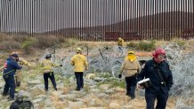 Cal Fire and U.S. Border Patrol crews at the scene of a rescue near the U.S.-Mexico border on May 16, 2025.