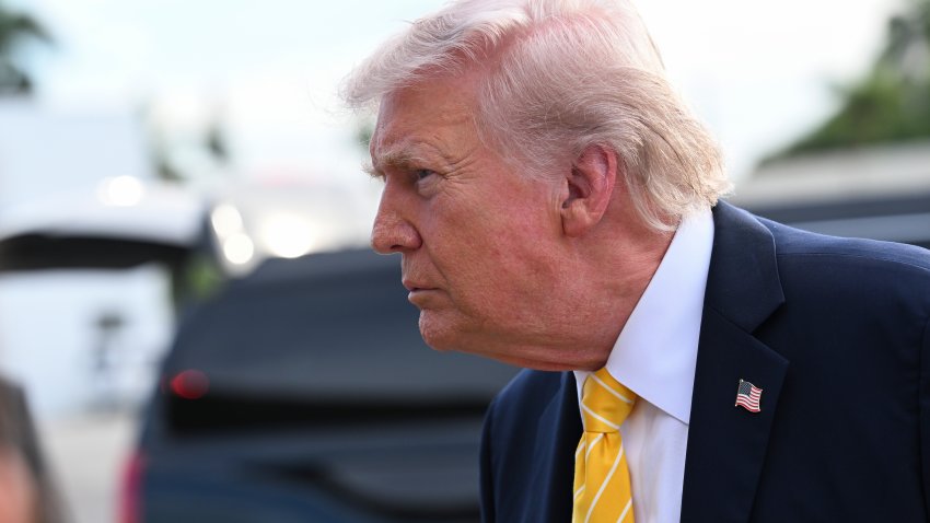 PALM BEACH, FLORIDA – MAY 2: U.S. President Donald Trump speaks to journalists before boarding Air Force One at Palm Beach International Airport on May 2, 2026 in Palm Beach, Florida. Trump is spending the weekend at his Mar-A-Lago resort.  (Photo by Roberto Schmidt/Getty Images)