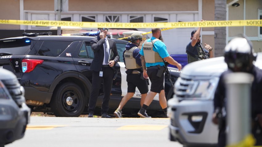 Emergency services are deployed an area close to the Islamic Center of San Diego as officers urge residents to avoid the area and remain indoors after reports of an active shooter at a mosque, in San Diego, California, United States, on May 18, 2026. Police in the US city of San Diego said Monday that a reported active shooter threat at the Islamic Center of San Diego had been 'neutralized.'