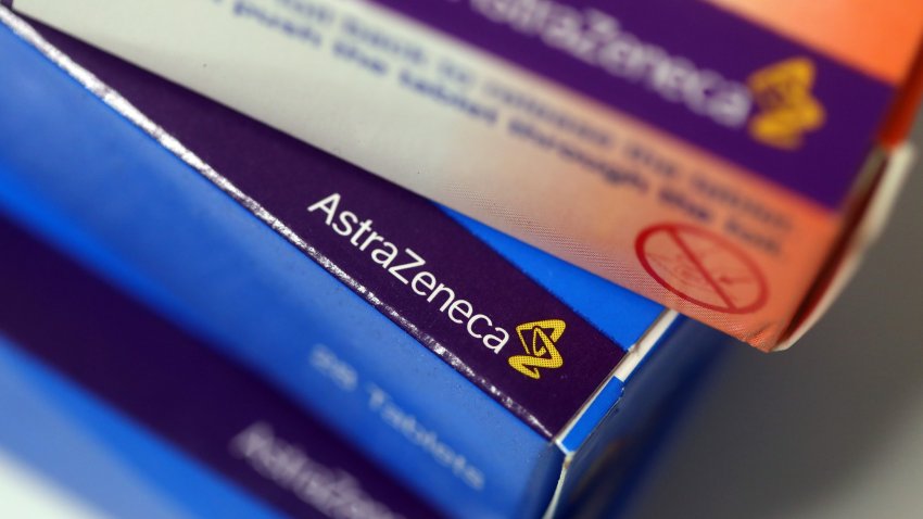 The AstraZeneca Plc logo sits on a packet of tablets on a pharmacy counter in this arranged photograph in London, U.K., on Thursday, Dec. 29, 2016. The rapid pace of innovation among drugmakers may continue to be overshadowed by broader investment themes, such as the switch away from defensive stocks into more cyclical industries, during 2017, according to Bloomberg Intelligence. Photographer: Chris Ratcliffe/Bloomberg via Getty Images
