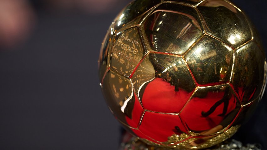 PARIS, FRANCE – SEPTEMBER 22:  Ball D´or trophy attends the 69th Ballon D’Or Photocall at Theatre Du Chatelet on September 22, 2025 in Paris, France. (Photo by Jose Breton/Pics Action/NurPhoto via Getty Images)